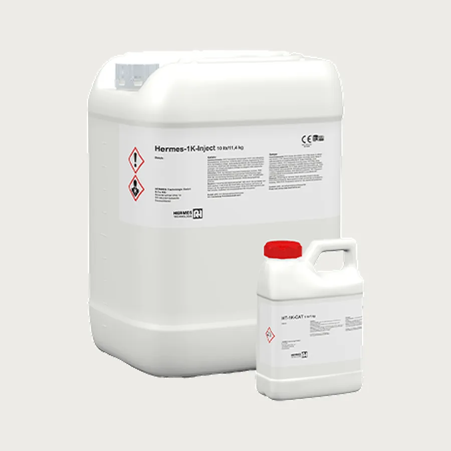 Hermes-1K-Inject: 1K-PUR-Injektionsharz im Kanister mit separatem Katalysator