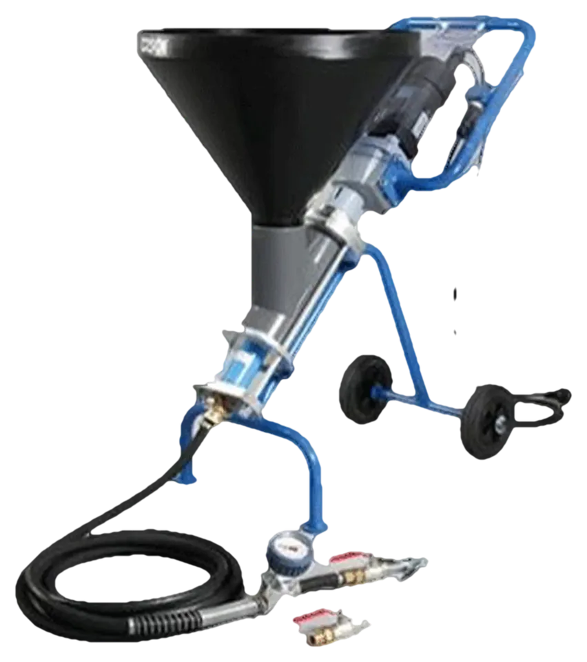 Mobile Mörtelpumpe RH20S mit Trichter, Fahrgestell und Injektionsschlauch