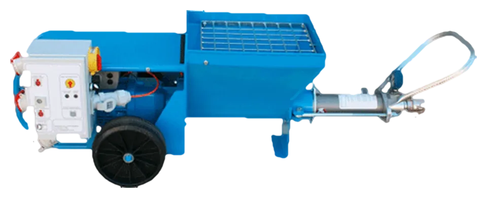Mörtelpumpe RH30L, Schneckenpumpe mit Fahrgestell, Trichter und Schaltkasten